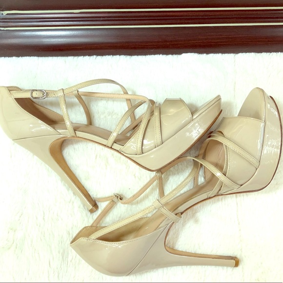 Via Spiga Nude Patent Leather High Heel Sandal - Picture 2 of 8